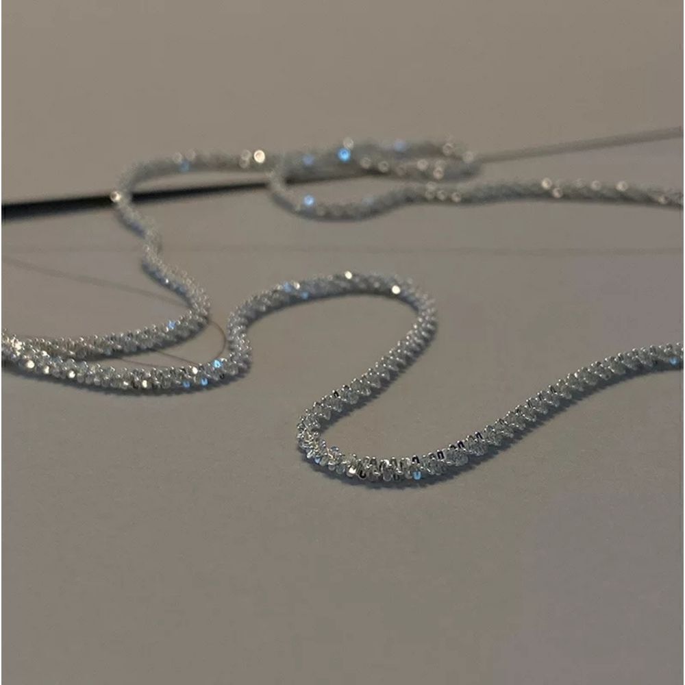 Silver Single Strand Choker Twist Chain Necklace - Picture 12 of 14